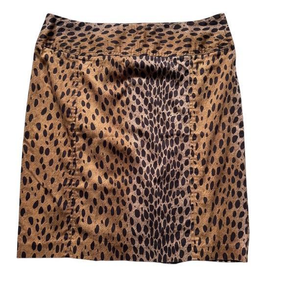 Vintage Brown Cotton Leopard Print Women's Mini Skirt Size 8 - Picture 1 of 9